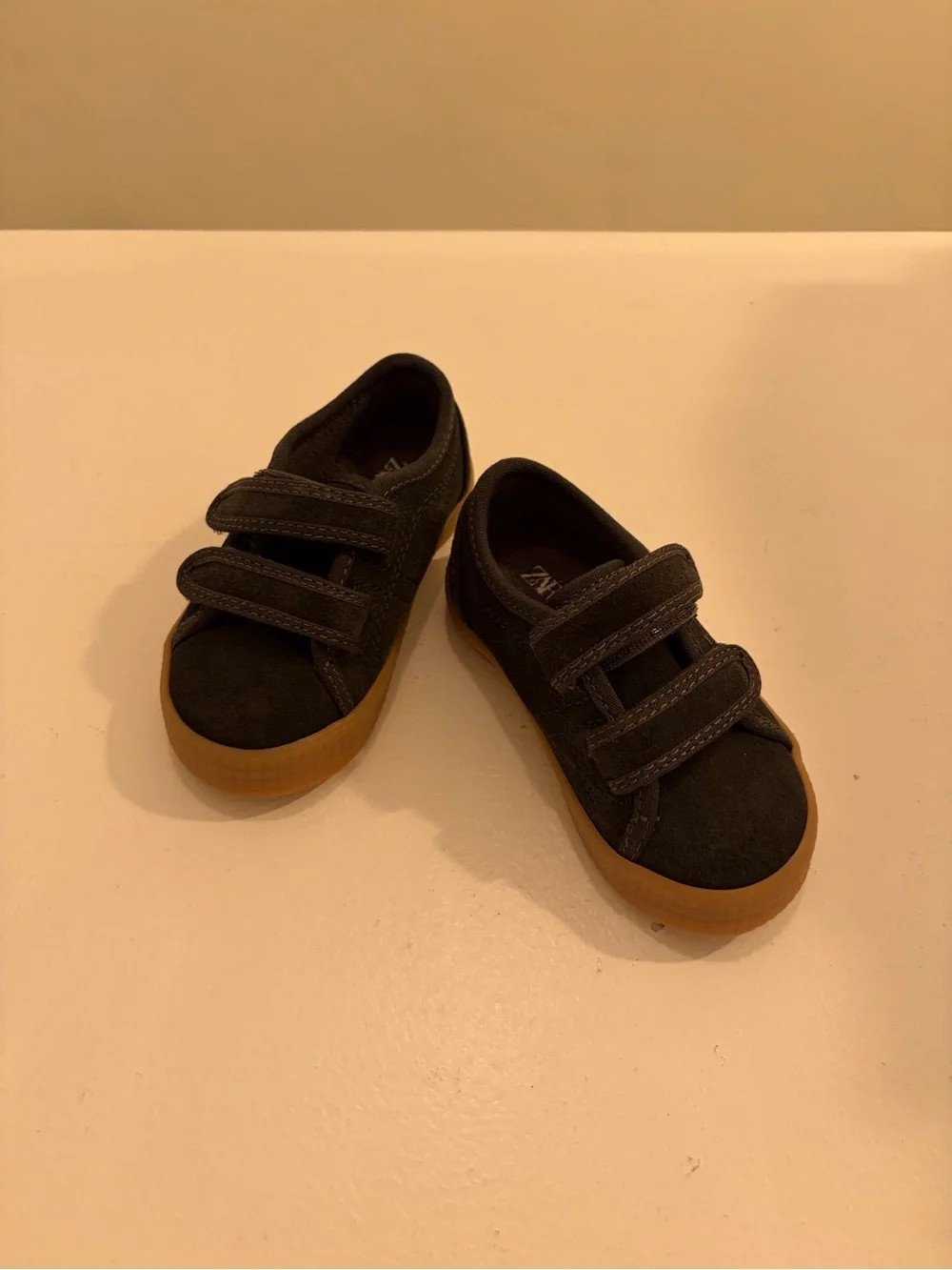 ZARA Baby Kids Gray Suede Double Velcro Sneakers EU 21